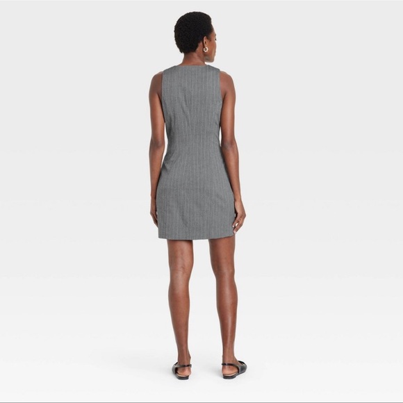 Pinstripe Pinafore Mini Vest Dress - Picture 3 of 4